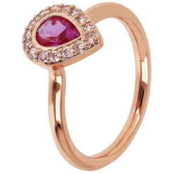 Bronzallure 18ct Rose Gold Plated Pink Drop Cubic Zirconia Ring (Size N)