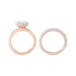 Bronzallure 18ct Rose Gold Plated Solitaire Ring and Band Set