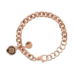 Bronzallure 18ct Rose Gold-plated Smoky Quartz Bracelet