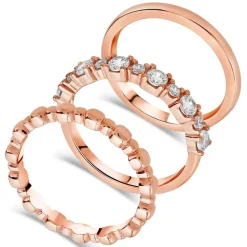 Bronzallure 18ct Rose Gold-Plated Set of Stackable Rings