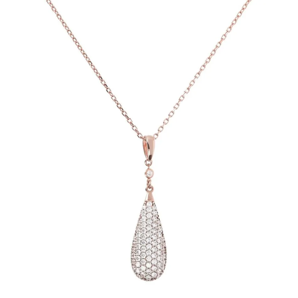 Bronzallure 18ct Rose Gold-Plated Crystal Teardrop Pendant
