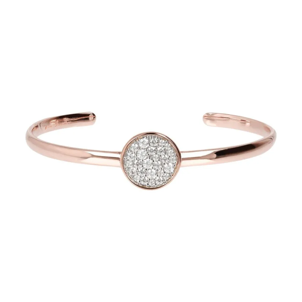 Bronzallure 18ct Rose Gold-Plated Cubic Zirconia Open Bangle