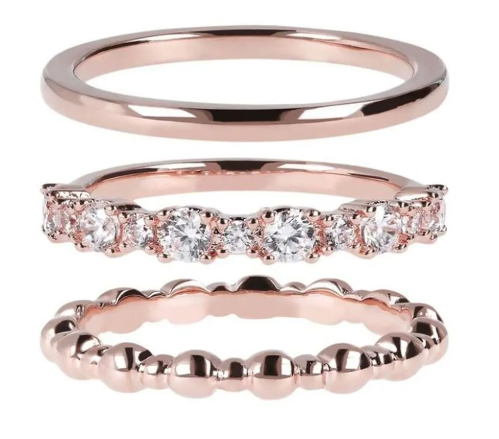Bronzallure 18ct Rose Gold-Plated Set of Stackable Rings