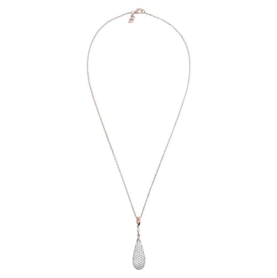 Bronzallure 18ct Rose Gold-Plated Crystal Teardrop Pendant