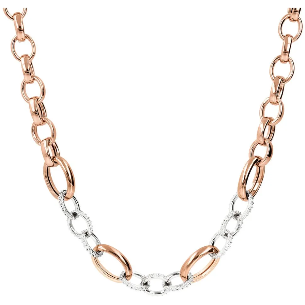 Bronzallure Cubic Zirconia Interlocking Chain Necklace