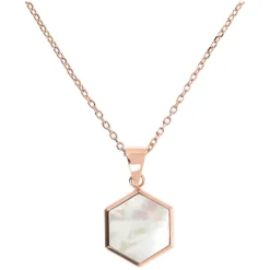 Bronzallure Hexagonal 15MM Flat Gemstone Pendant Necklace