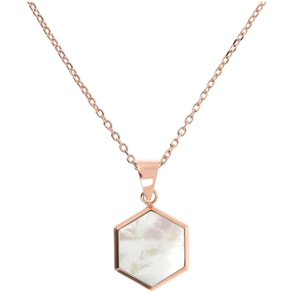 Bronzallure Hexagonal 15MM Flat Gemstone Pendant Necklace
