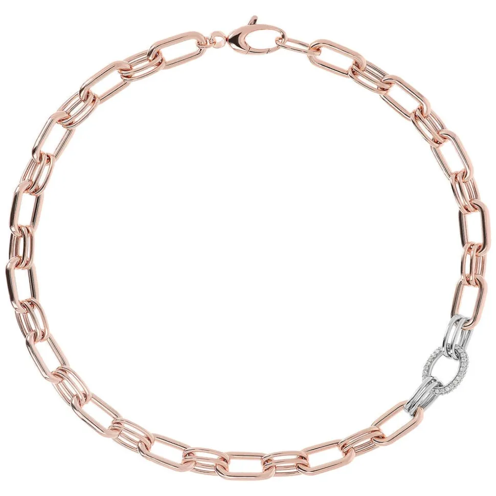 Bronzallure Polished Long Link Cubic Zirconia Necklace