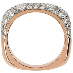 Bronzallure Riviera 18ct Rose Gold Plated Cubic Zirconia Square Shaped Ring (Size O-P)