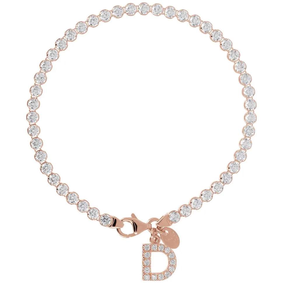 Bronzallure Tennis Gemstone With Charm Initial D Bracelet