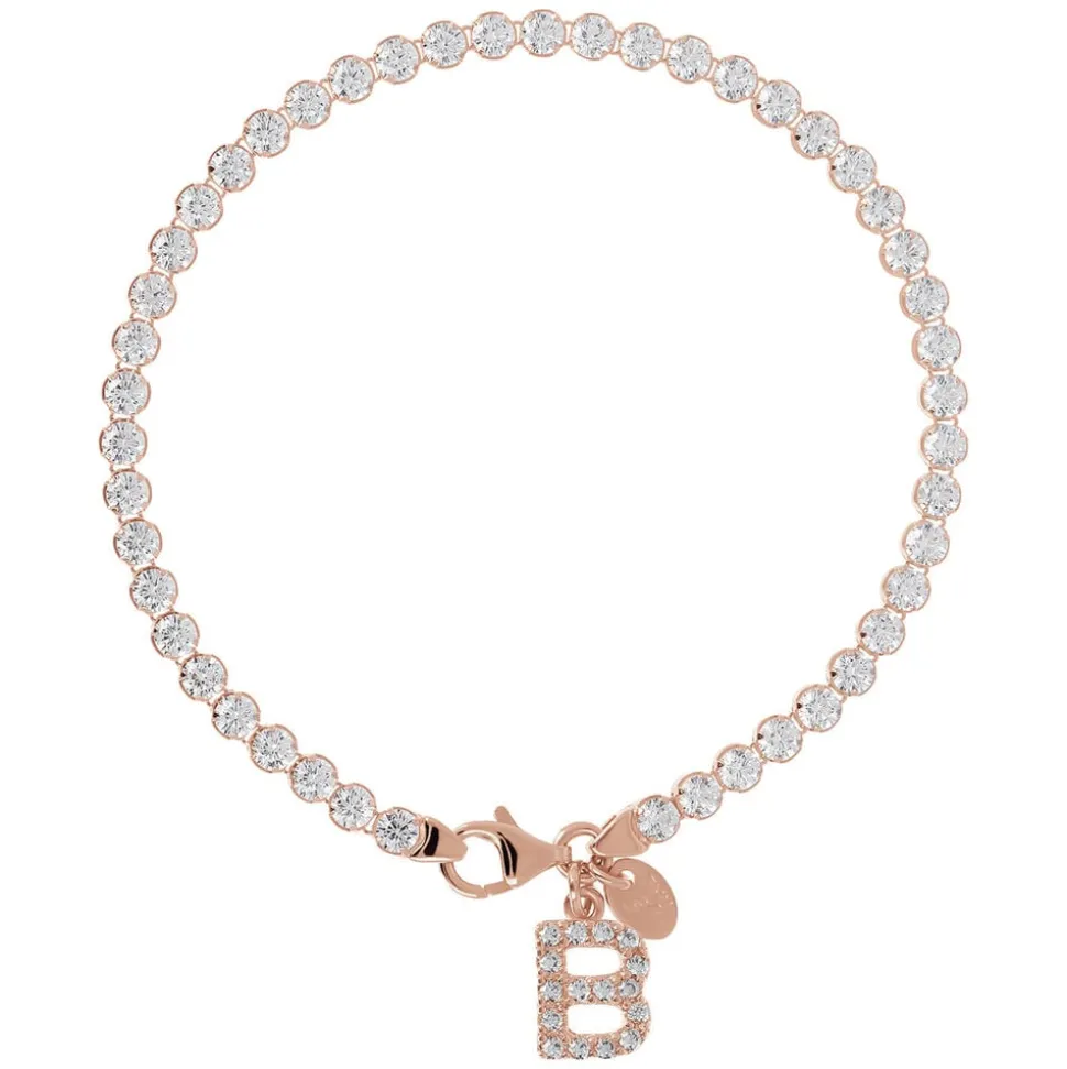 Bronzallure Tennis Gemstone With Charm Initial B Bracelet