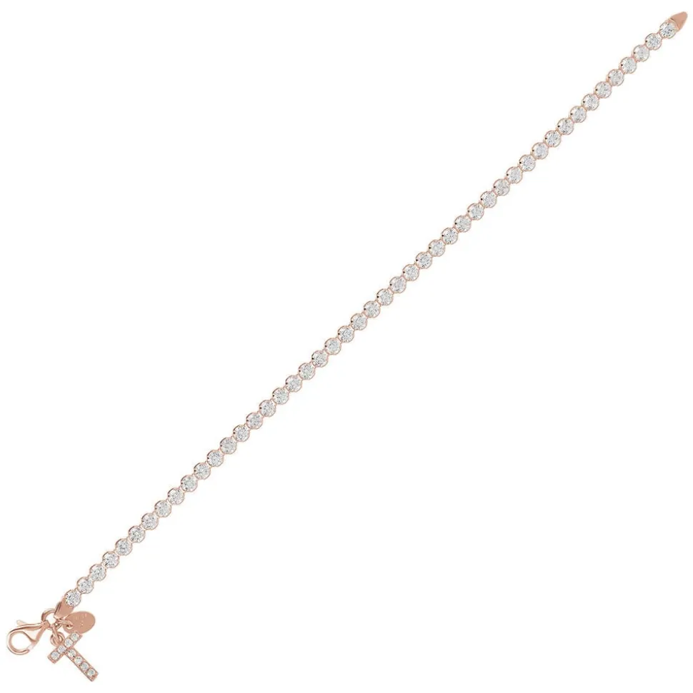Bronzallure Tennis Gemstone With Charm Initial T Bracelet