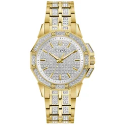 Bulova Crystal Octava 34mm Crystal Dial & Bracelet Yellow Gold Watch