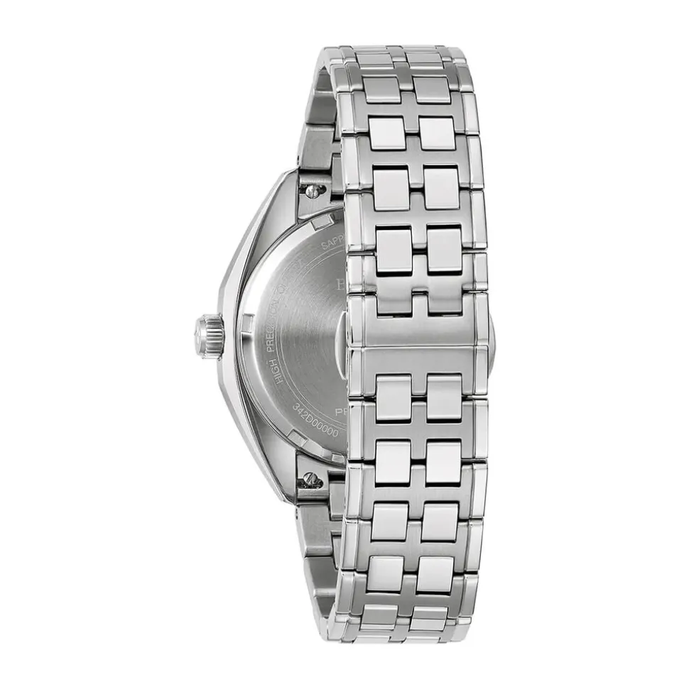 Bulova Jet Star Limited Edition 40mm Silver Dial Steel Bracelet & Blue Leather Strap Watch