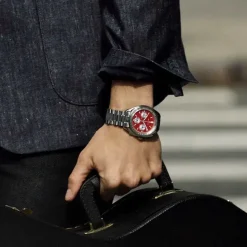 Bulova Lunar Pilot Chronograph Blood Moon 44mm Red Dial Steel Bracelet Watch