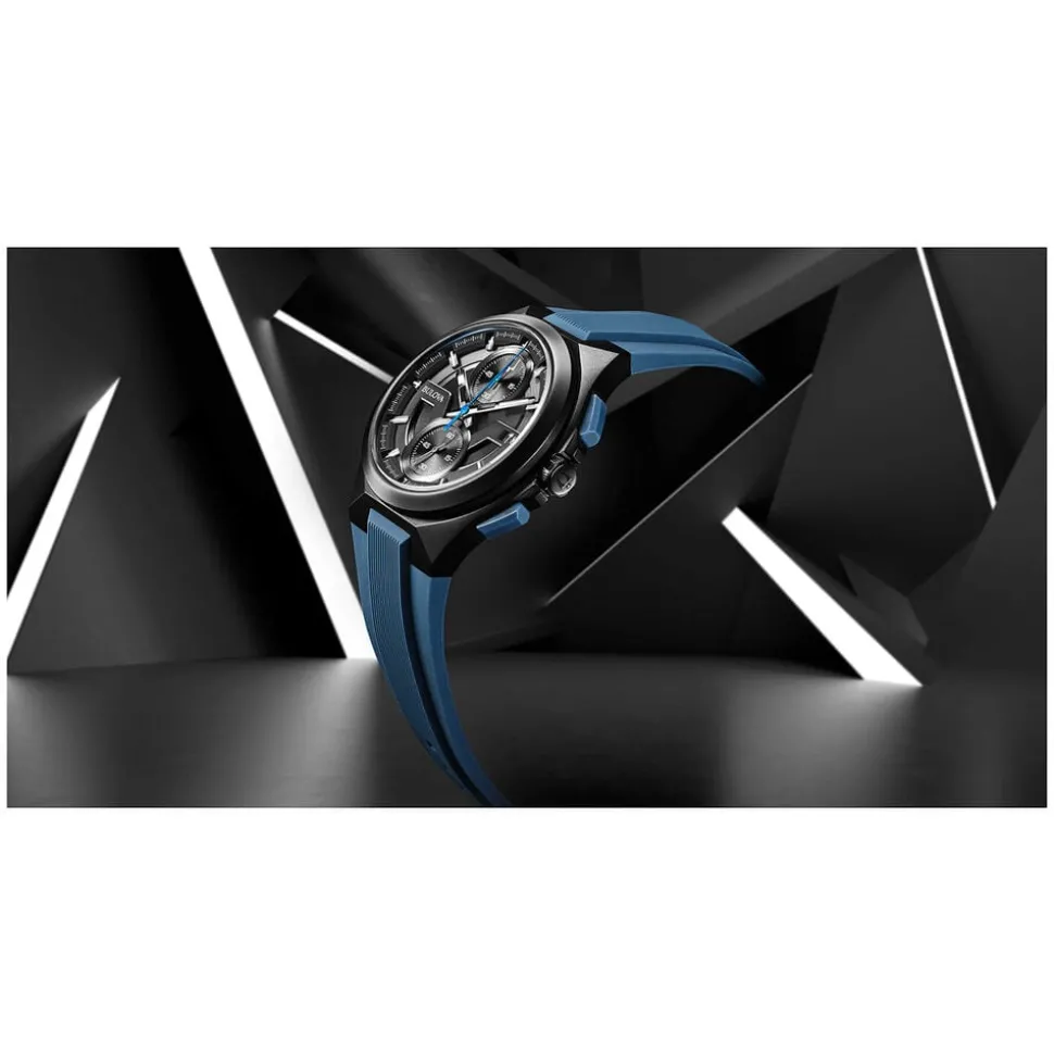 Bulova Maquina Chronograph 46mm Black Dial Blue Strap Watch
