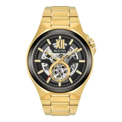 Bulova Maquina 46mm Classic Yellow Gold Bracelet Watch
