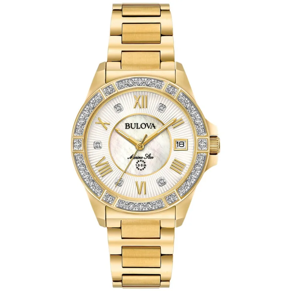 Bulova Marine Star Diamond 32mm Pearlised Dial Watch
