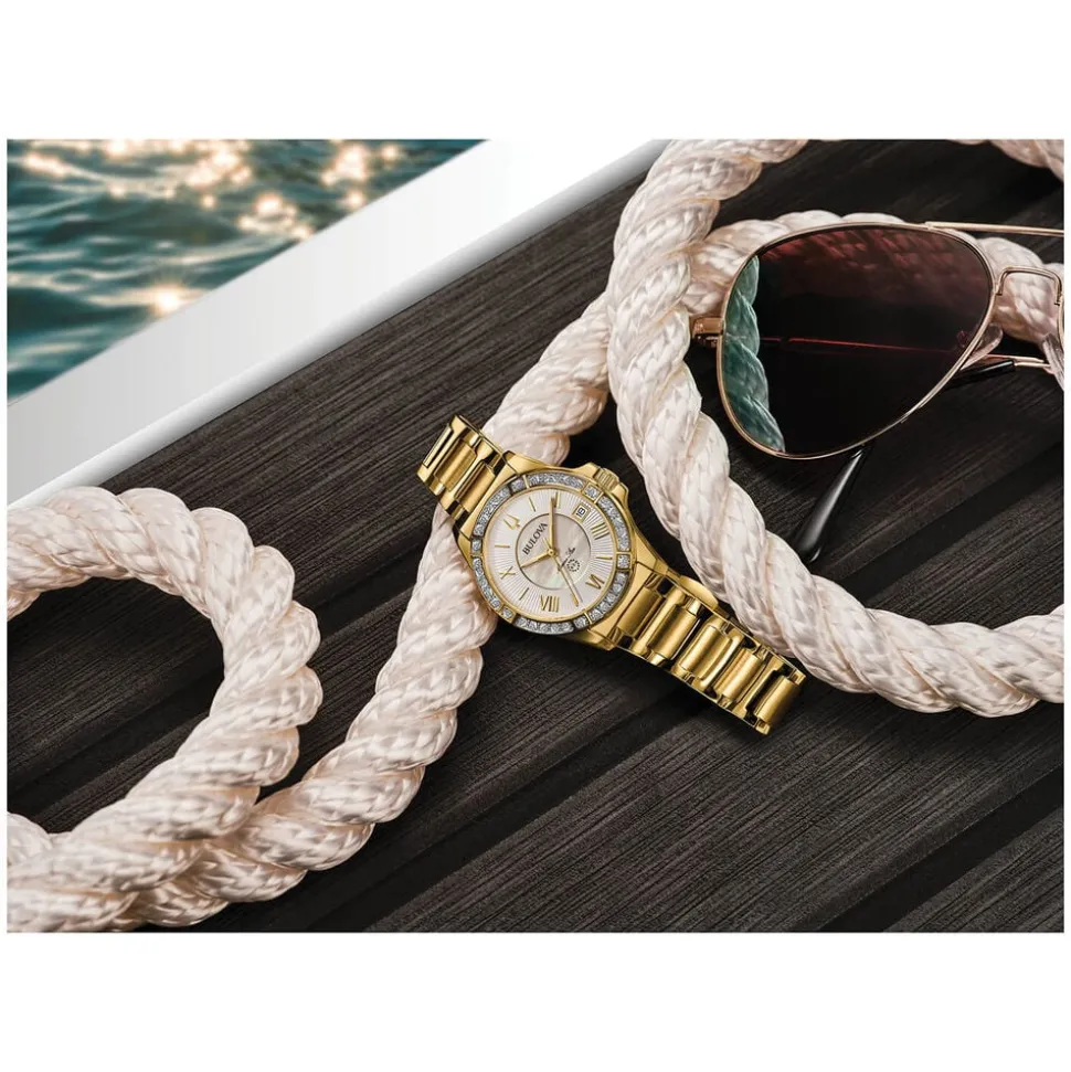 Bulova Marine Star Diamond 32mm Pearlised Dial Watch