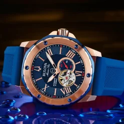 Bulova Marine Star 45mm Automatic Blue Dial Blue Strap Watch