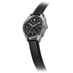 Bulova Moonwatch 45mm Black Dial Steel Case Black Strap Watch