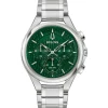Bulova Proprietary Curv 44mm Green Chrono Dial Steel Case Watch