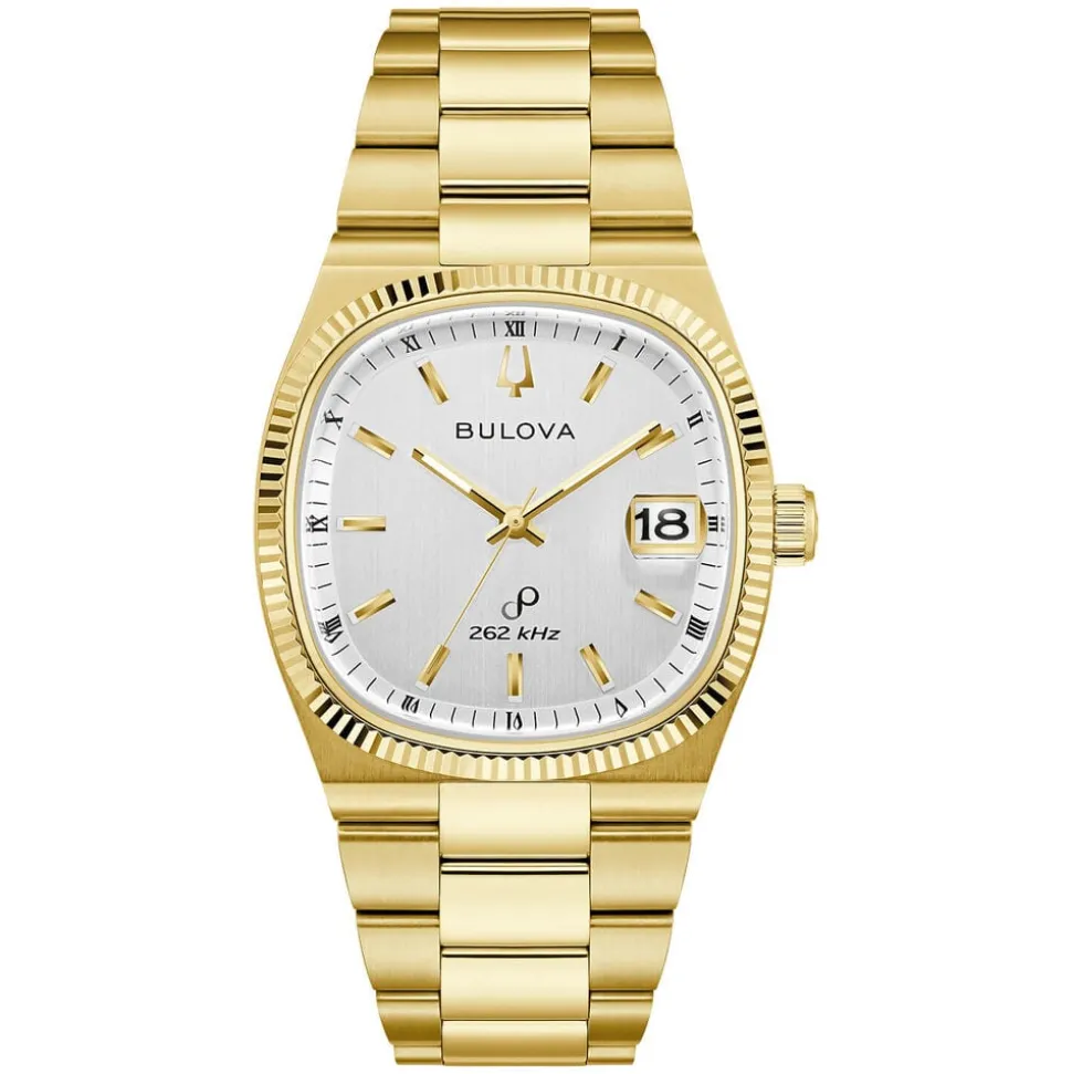 Bulova Super Seville 38mm Silver Dial Yellow Gold PVD Steel Bracelet Watch
