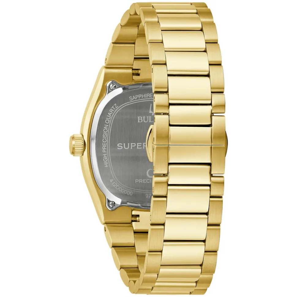 Bulova Super Seville 38mm Silver Dial Yellow Gold PVD Steel Bracelet Watch