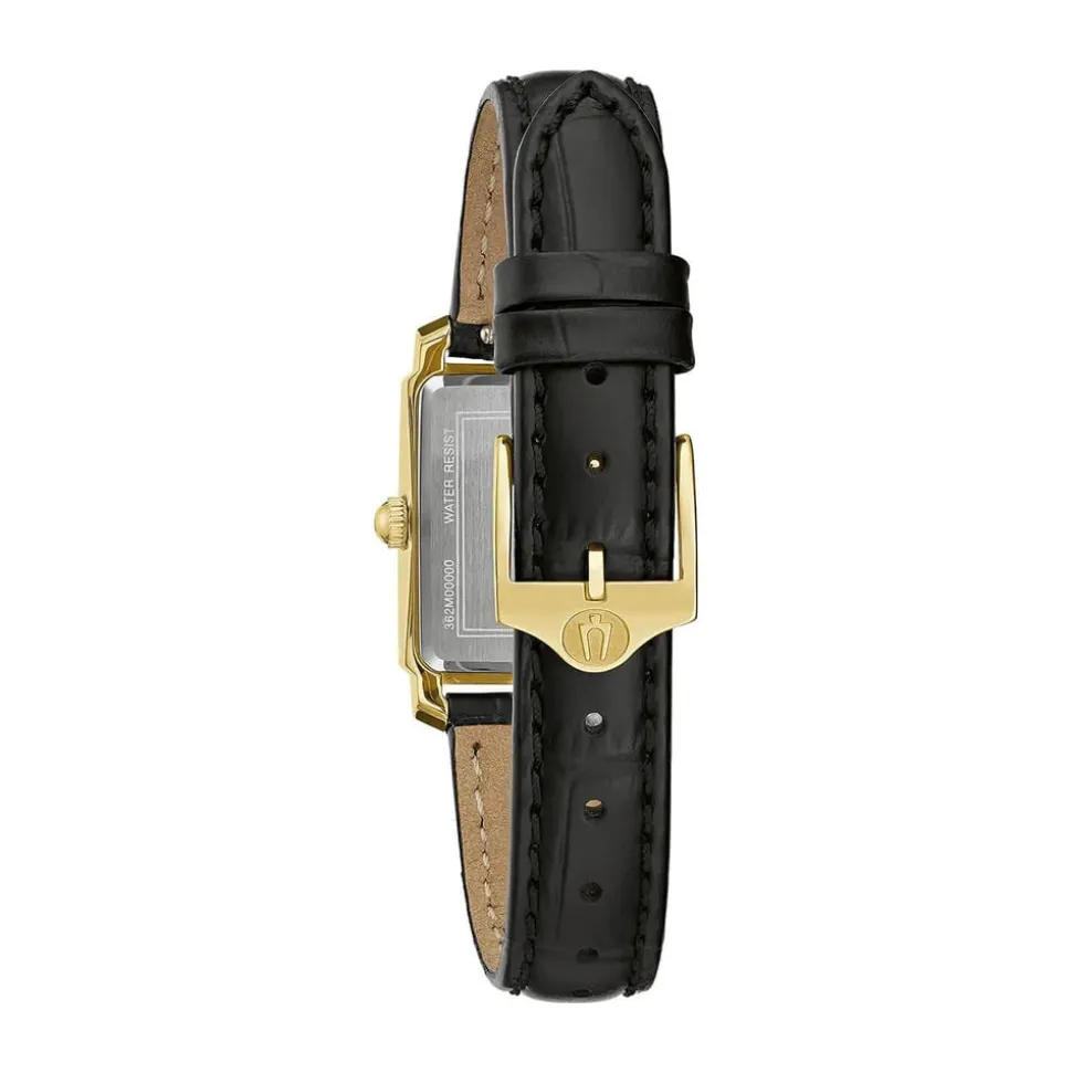 Bulova Sutton 21x33mm Mother of Pearl Dial Black Leather Strap Watch