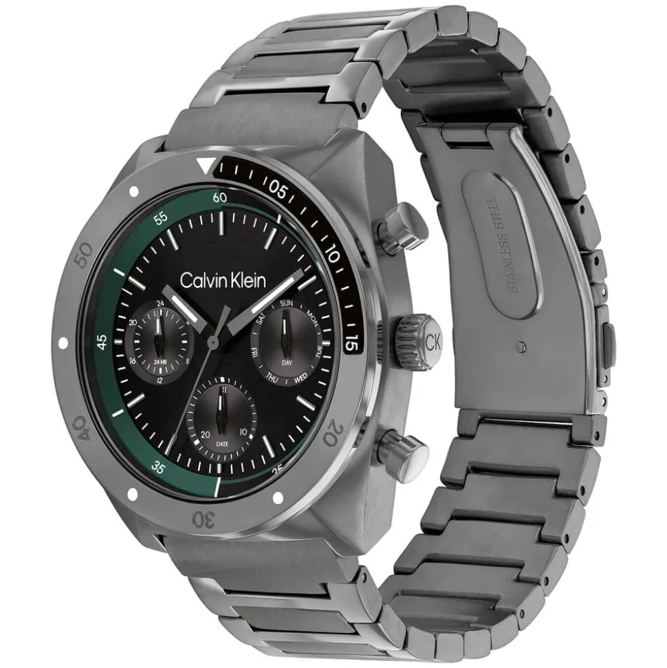 Calvin Klein CK Flex 42mm Black Dial Grey Stainless Steel Bracelet Watch