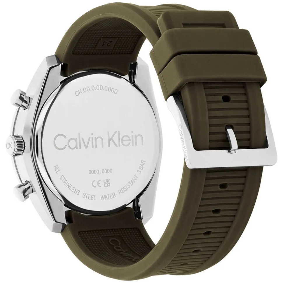 Calvin Klein CK Flex 42mm Grey Dial Green Silicon Strap Watch
