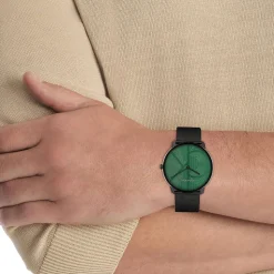 Calvin Klein Iconic 40mm Green Dial Black IP Case Mesh Bracelet Watch
