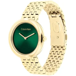 Calvin Klein 34mm Green Dial Yellow Gold IP Steel Bracelet Watch