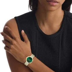 Calvin Klein 34mm Green Dial Yellow Gold IP Steel Bracelet Watch