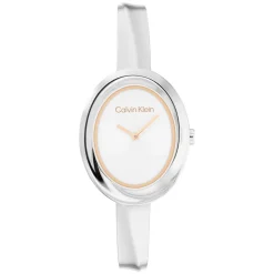 Calvin Klein 26mm White Dial Twisted Bezel Steel Bracelet Watch