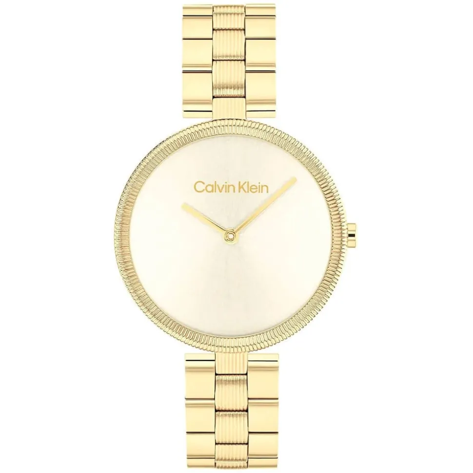 Calvin Klein 32mm Yellow Gold Dial Steel Bracelet Watch