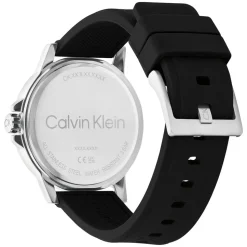 Calvin Klein Reset 42mm Black Dial Steel Case Black Rubber Strap Watch