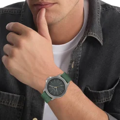Calvin Klein Reset 42mm Grey Dial Green Rubber Strap Watch