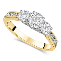 18 Carat Yellow Gold 3 Stone Diamond Channel 1.00ct Ladies Ring