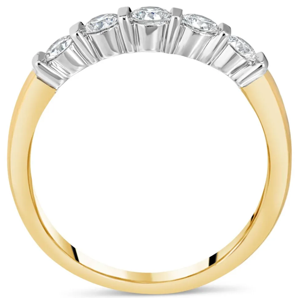 18 Carat Yellow Gold 5 Stone Diamond Bar Set 0.33ct Ladies Ring