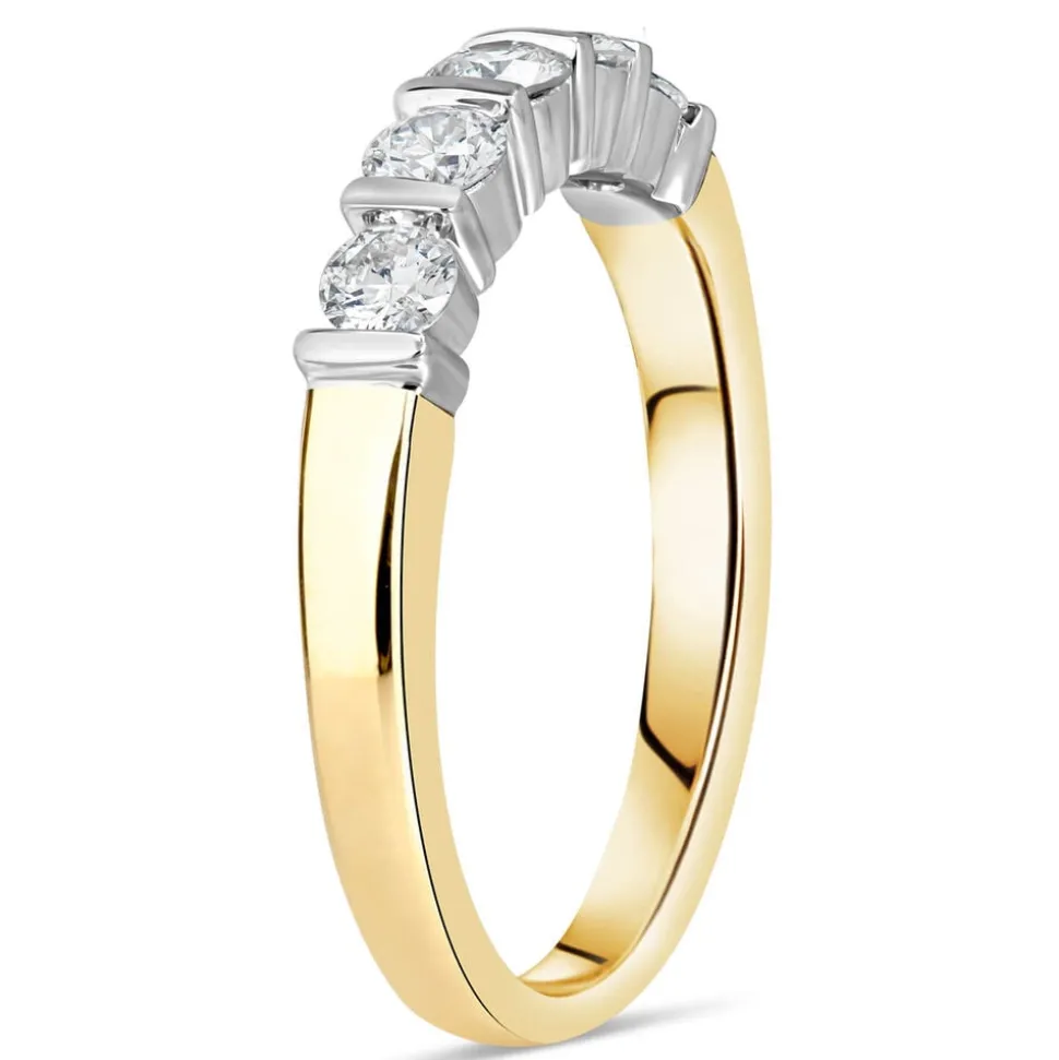 18 Carat Yellow Gold 5 Stone Diamond Bar Set 0.33ct Ladies Ring