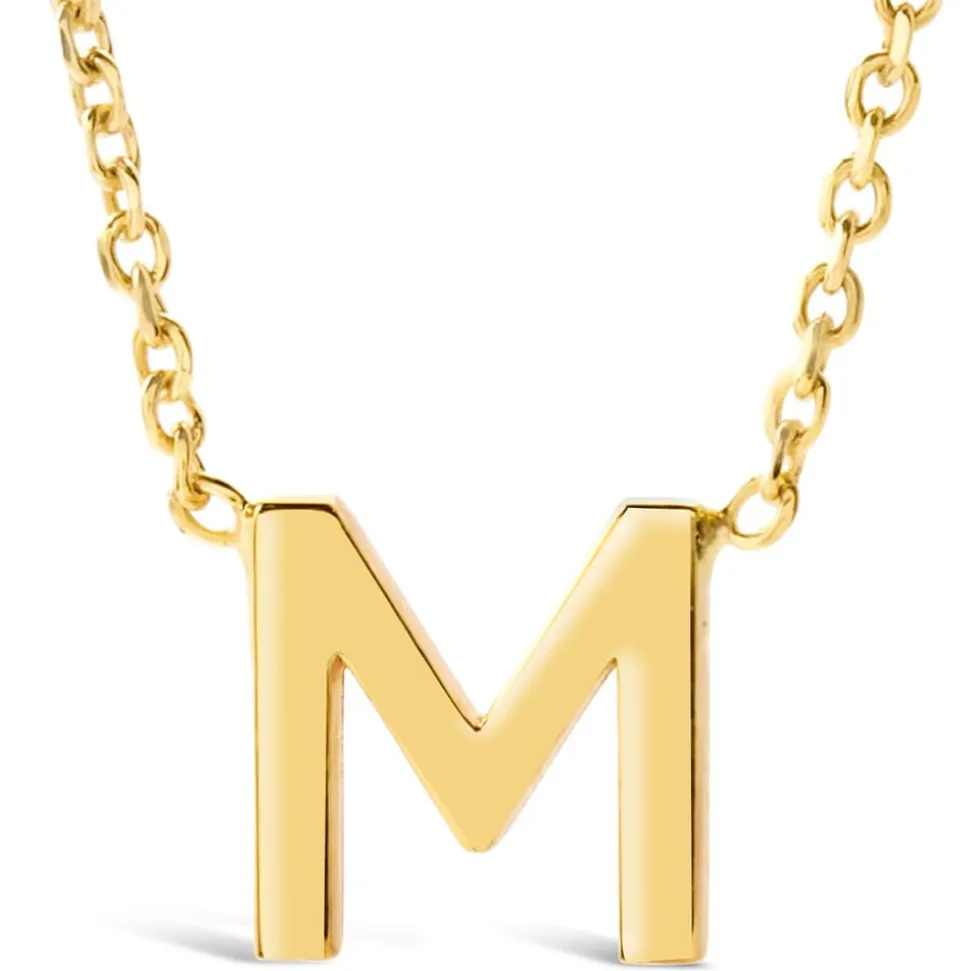 9 Carat Yellow Gold Petite Initial M Necklet