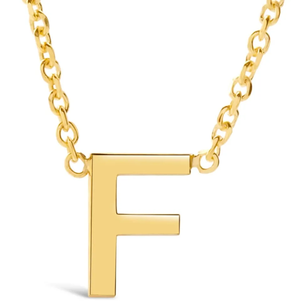 9 Carat Yellow Gold Petite Initial F Necklet