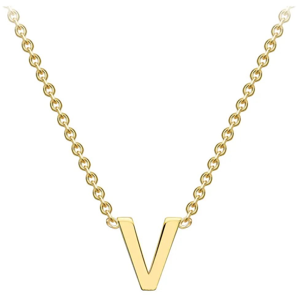 9 Carat Yellow Gold Petite Initial V Necklet