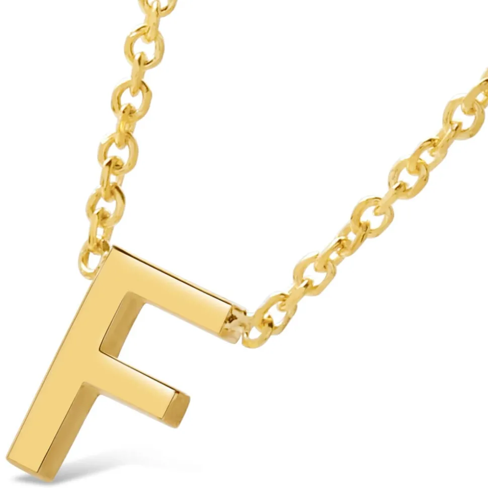 9 Carat Yellow Gold Petite Initial F Necklet