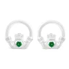 Celtic Claddagh Sterling Silver & Green Cubic Zirconia Earrings
