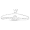 Celtic Claddagh Sterling Silver and Cubic Zirconia Slider Bracelet
