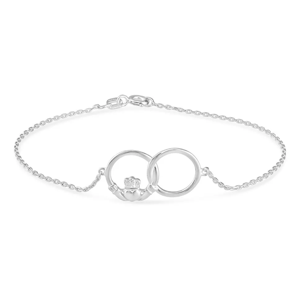 Celtic Claddagh Sterling Silver Interlocking Bracelet