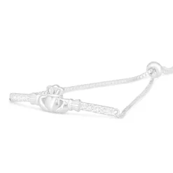 Celtic Claddagh Sterling Silver and Cubic Zirconia Slider Bracelet