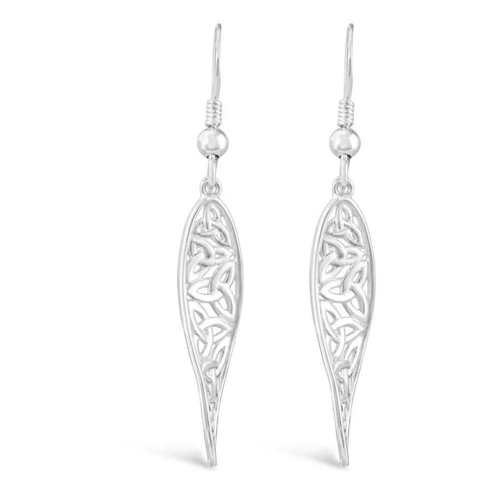 Celtic Sterling Silver Trinity Knot Drop Earrings